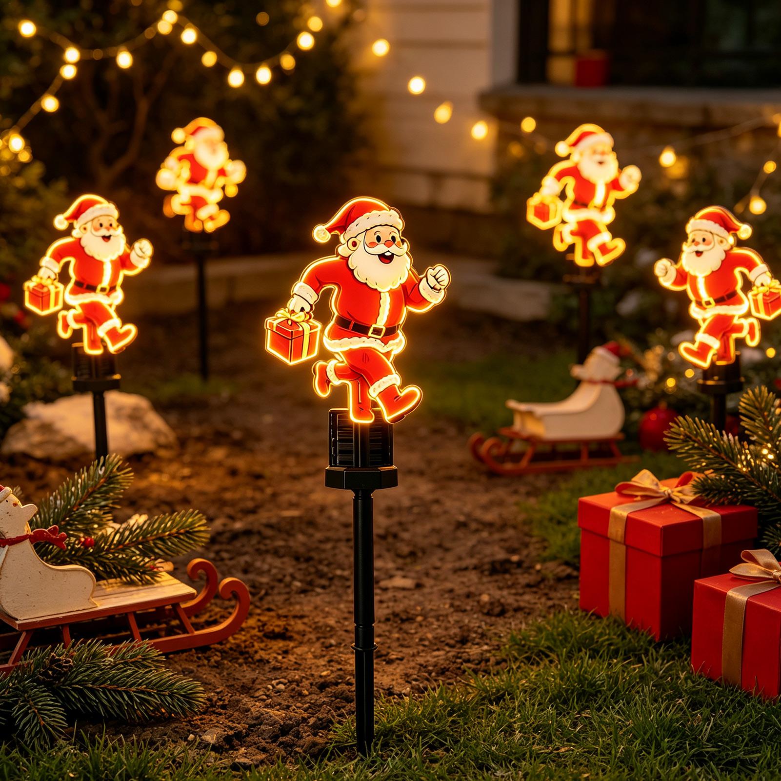 1Pcs Christmas Santa Claus Pat - Outdoor Solar Power Xmas Lights 评论和价格