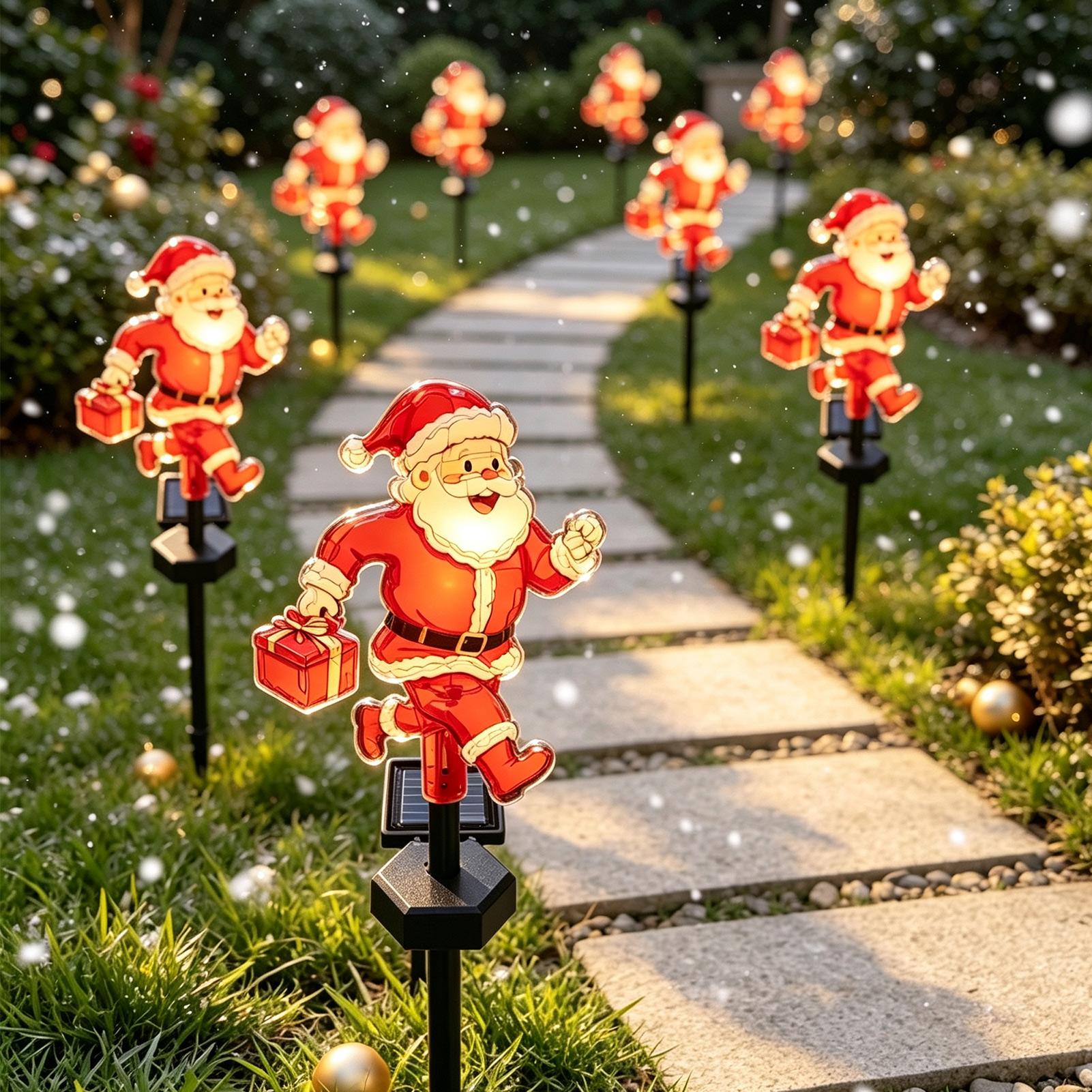 1Pcs Christmas Santa Claus Pat - Outdoor Solar Power Xmas Lights 评论和价格