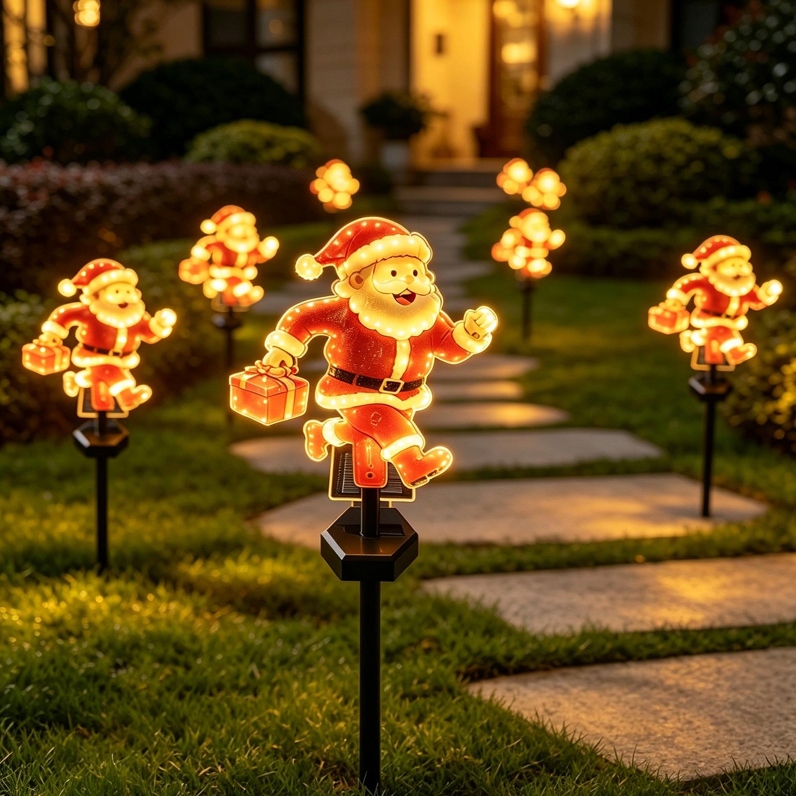 1Pcs Christmas Santa Claus Pat - Outdoor Solar Power Xmas Lights 评论和价格