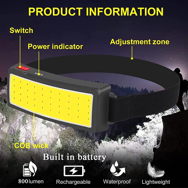 Powerful COB LED Headlamp 4 Li - Outdoor Power Head 评论和价格