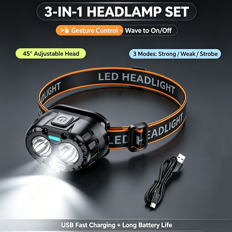 Powerful LED Headlamp IPX4 Wat - Outdoor Power Head 评论和价格
