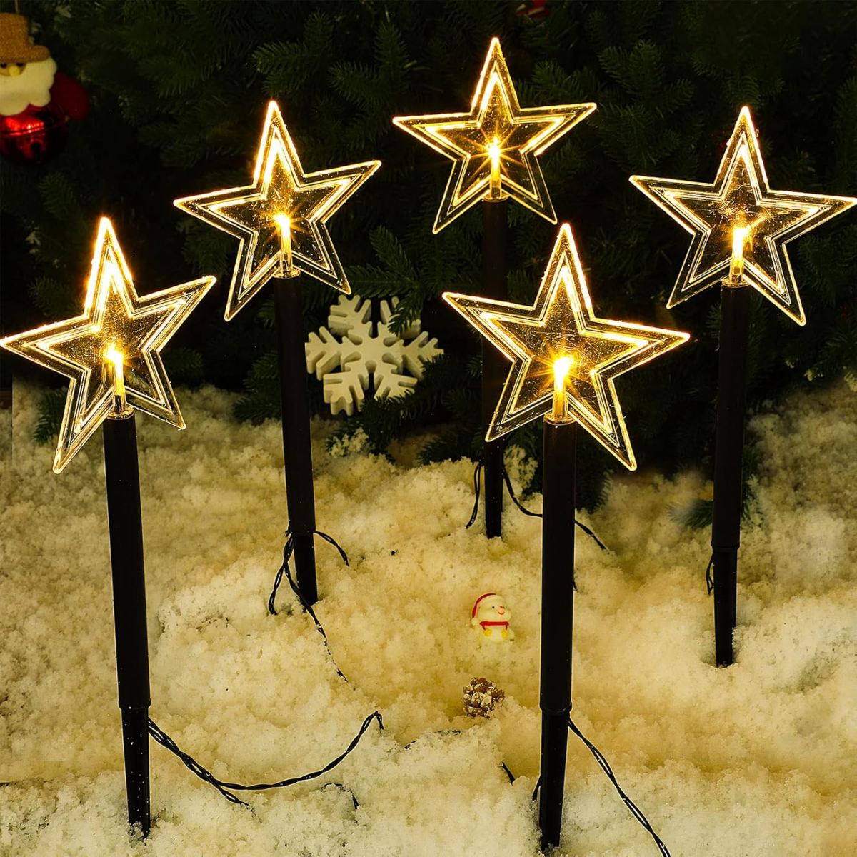 5Pcs Christmas Pathway Lights  - Outdoor Solar Power Xmas Lights 评论和价格