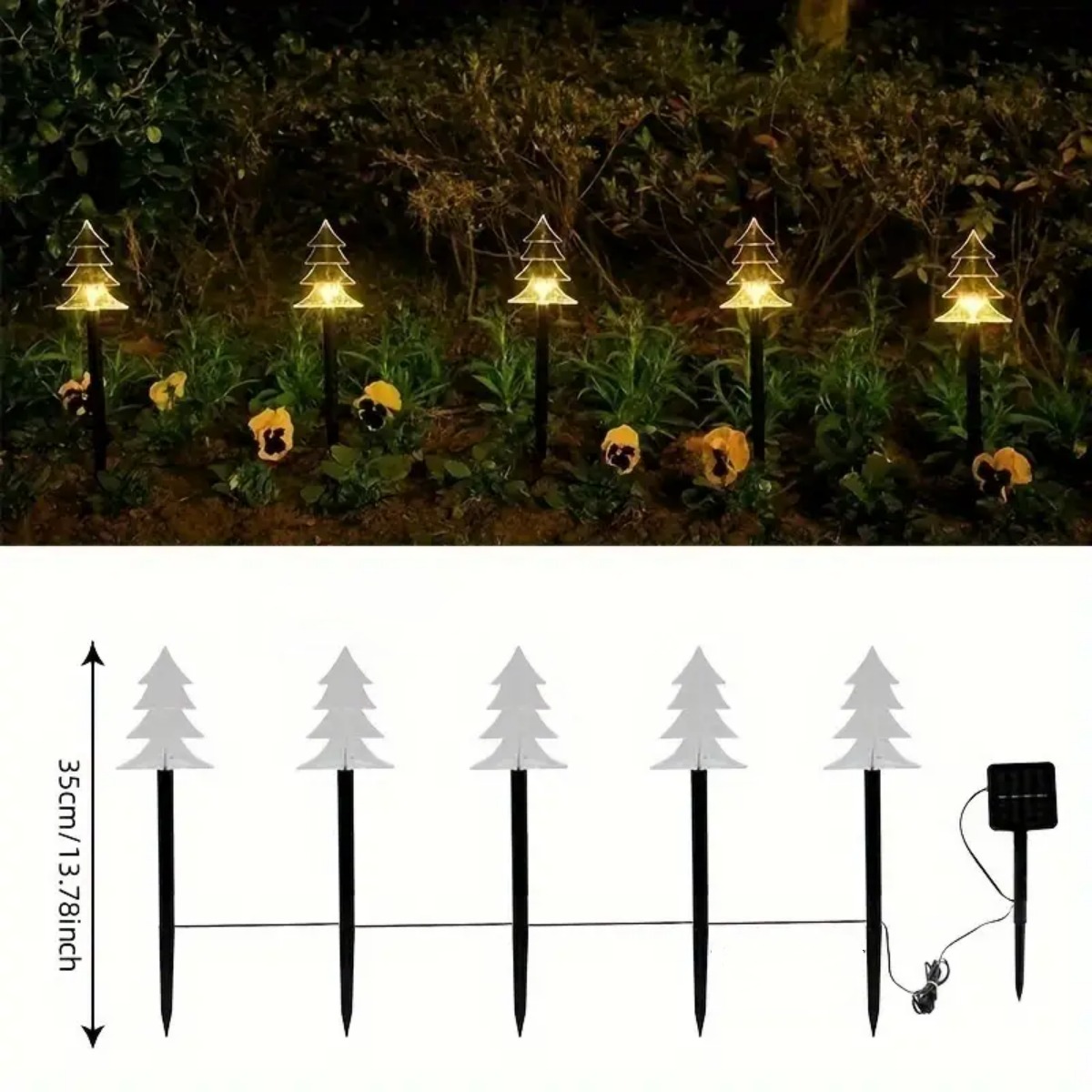 5Pcs Christmas Pathway Lights  - Outdoor Solar Power Xmas Lights 评论和价格