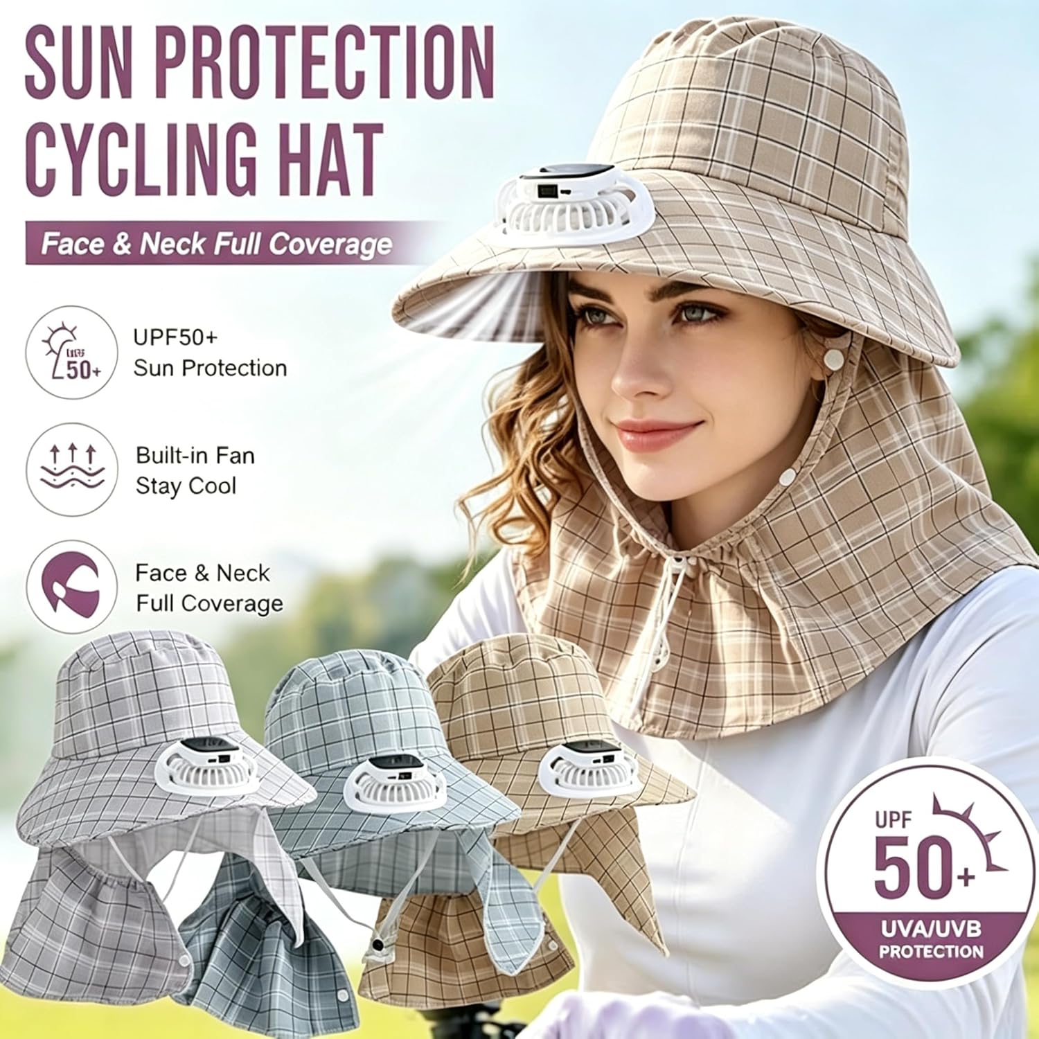 1PC Solar Power Neck Guard Fan - Outdoor Power Fan 评论和价格