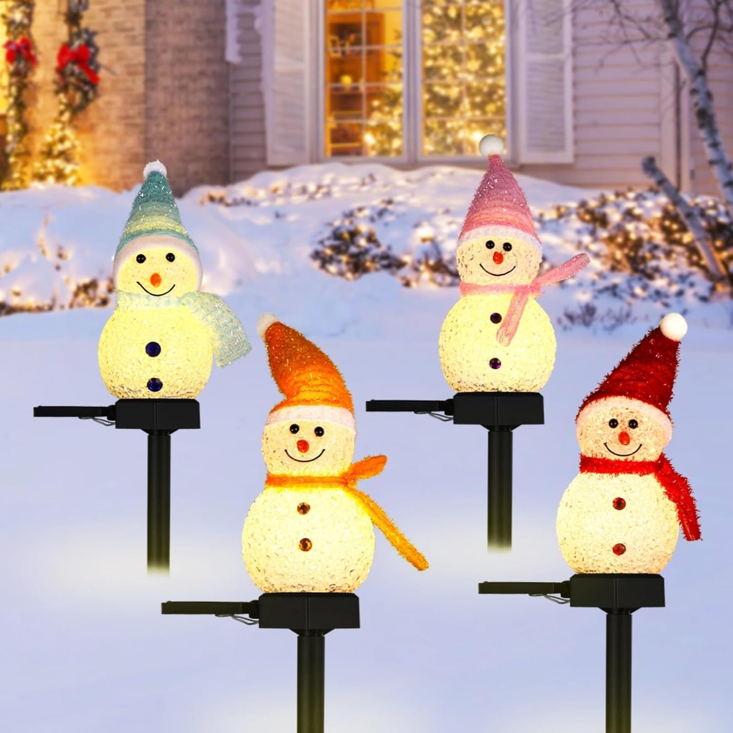 LED Snowman Solar Garden Light - Outdoor Solar Power Xmas Lights 评论和价格
