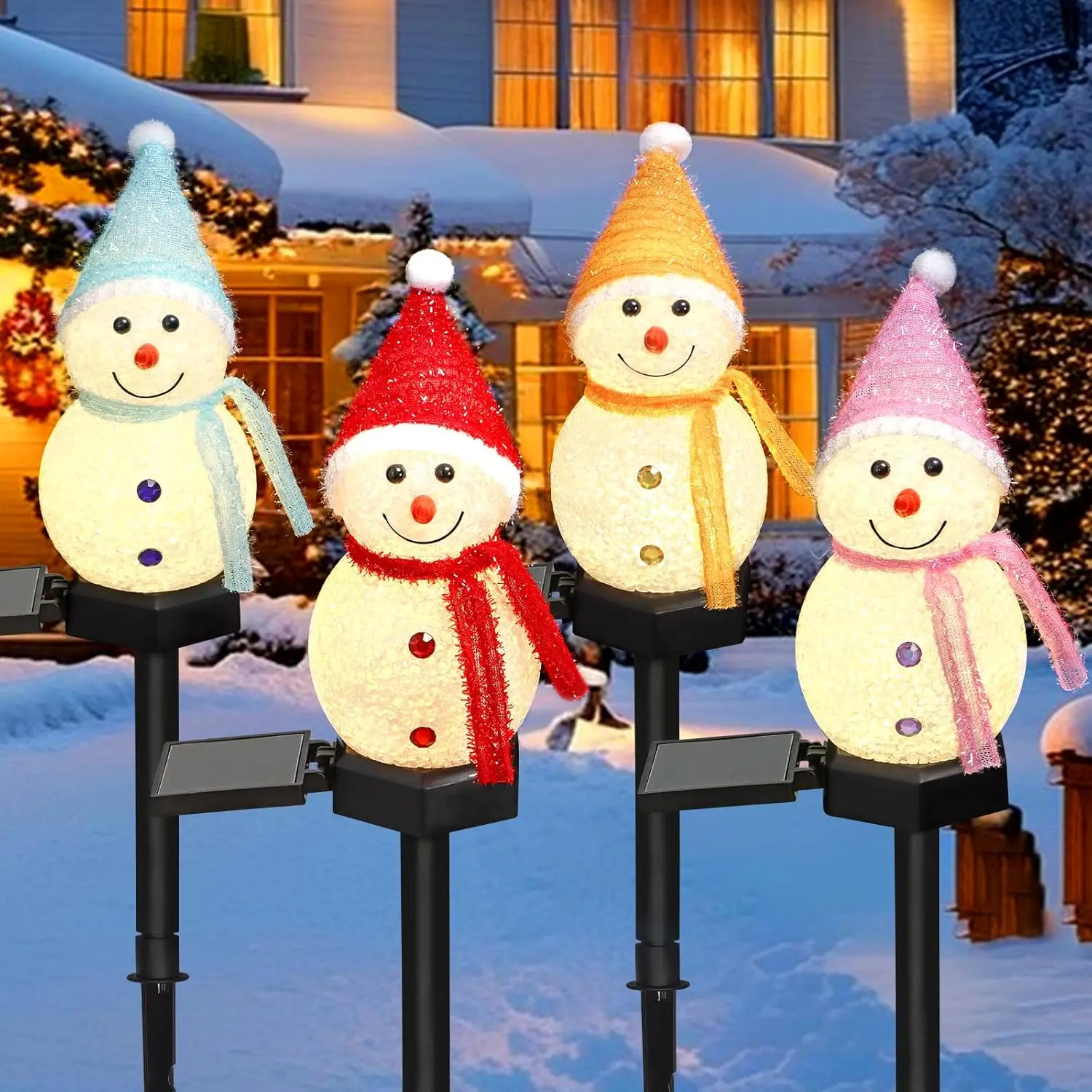 LED Snowman Solar Garden Light - Outdoor Solar Power Xmas Lights 评论和价格