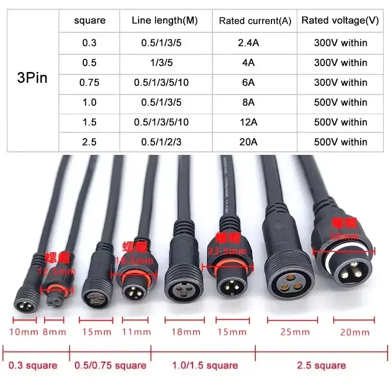 IP67 Waterproof Male Female Do - Outdoor Power Line 评论和价格