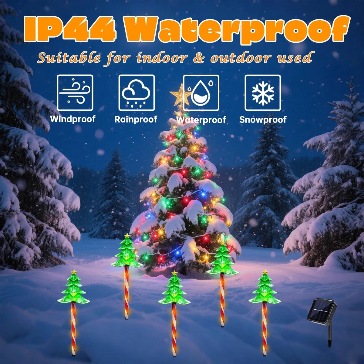 Pop 5pcs/set LED Xmas Tree Dec - Outdoor Solar Power Xmas Lights 评论和价格
