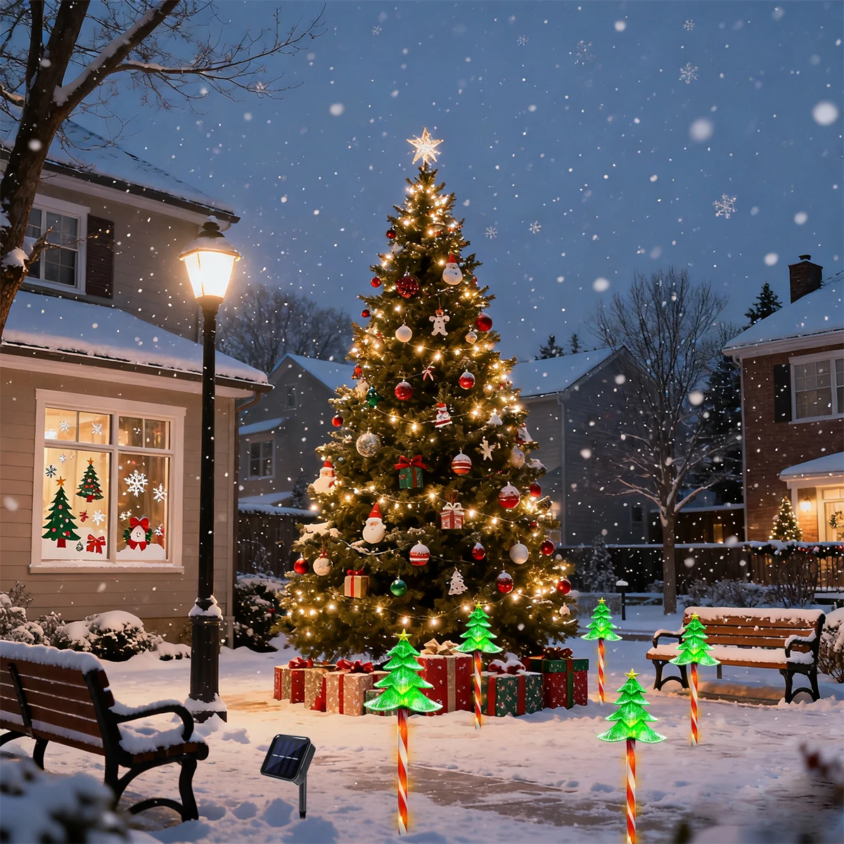 Pop 5pcs/set LED Xmas Tree Dec - Outdoor Solar Power Xmas Lights 评论和价格