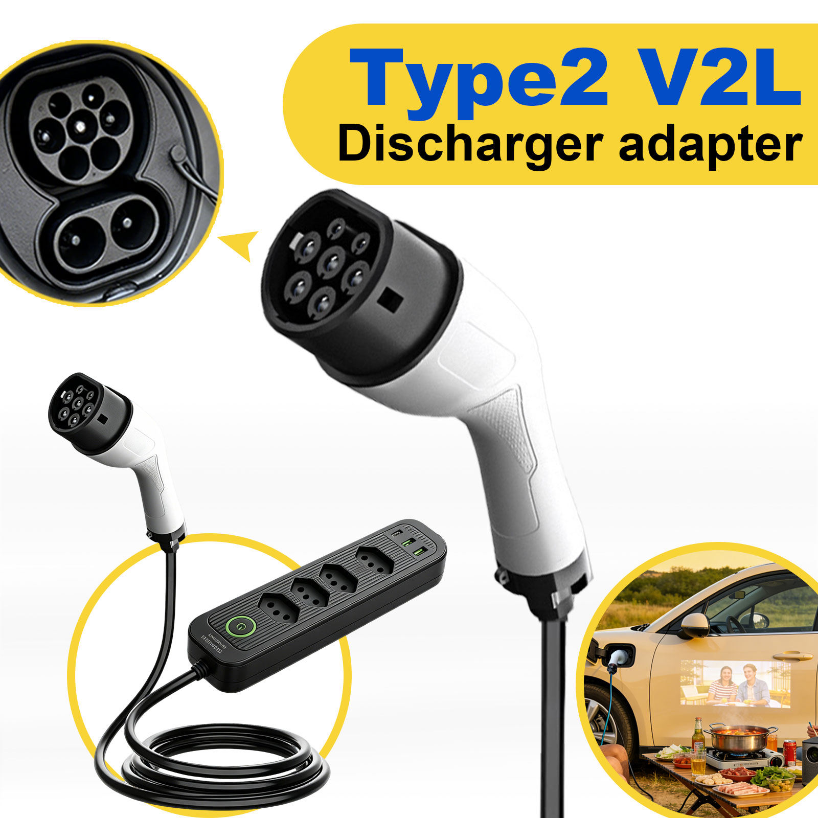 Type2 V2L Discharge Adapter 16 - Outdoor Power Hub 评论和价格