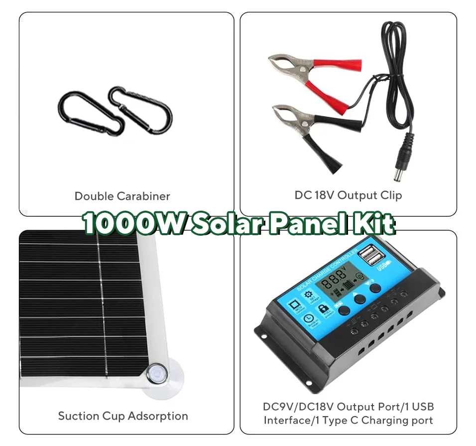 1000W Solar Panel Kit,12V Sola - Outdoor Power Supply 12V 评论和价格