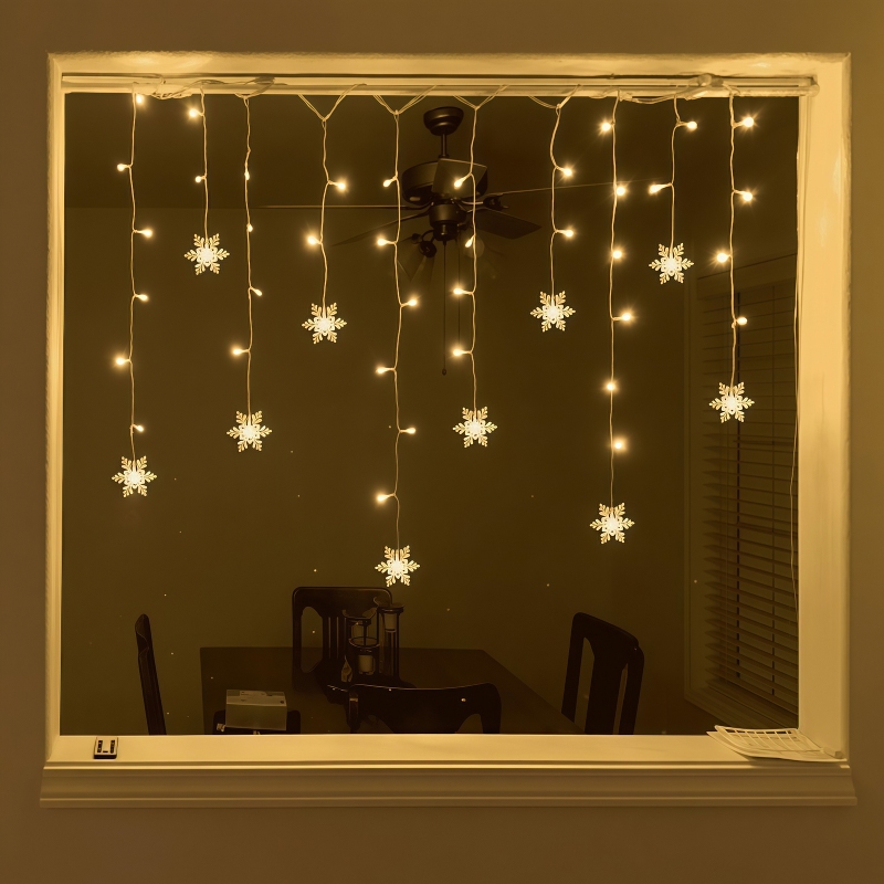 USB Powered Snowflake Curtain  - Outdoor Solar Power Xmas Lights 评论和价格
