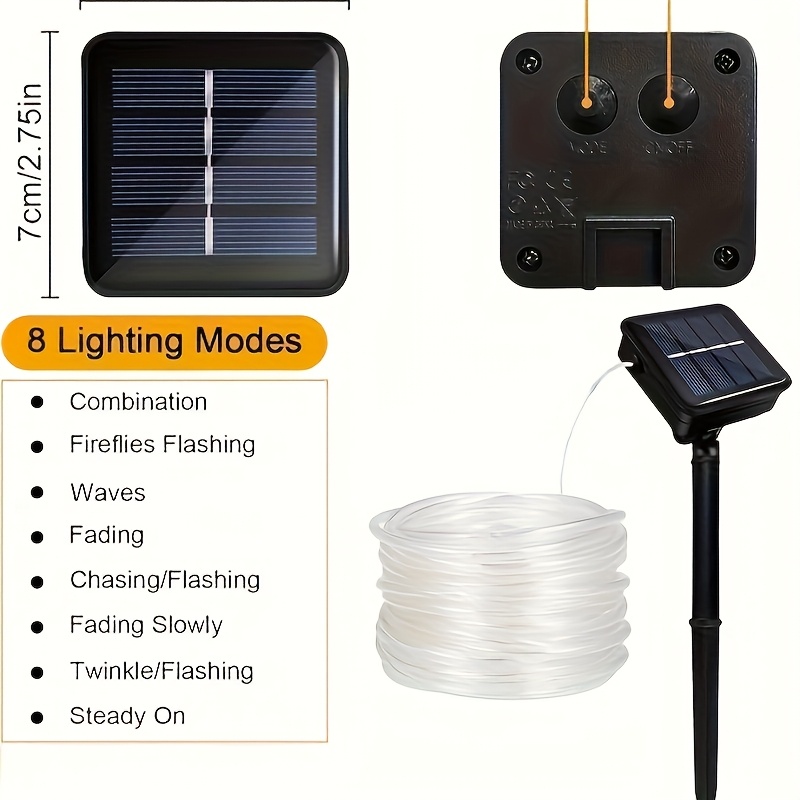 Solar Rope Light 8 Mode Waterp - Outdoor Solar Power Xmas Lights 评论和价格
